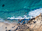 一般4684x3511自然水海滩绿松石蓝色鸟瞰图海波浪