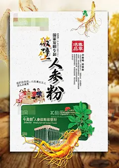 人参粉海报   - 源文件下载【酷图网】人参粉,人参,党参,海参,海报,传单,不干胶,