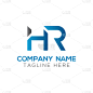 letter hr logo design linked template with blue