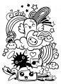 可爱的万圣节小怪物糖果人涂鸦手绘插画矢量图素材