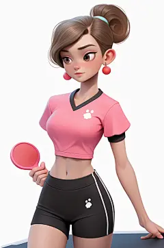 AI数字艺术可爱女孩运动锻炼人物模型