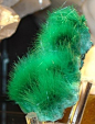 [祖母绿色的针状水胆矾] Emerald green Brochantite needles - Africa（via. madmineralz.com)