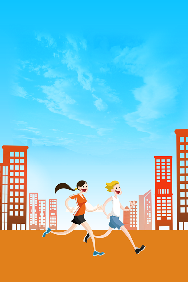 卡通马拉松跑步奔跑运动海报设计|卡通海报...
