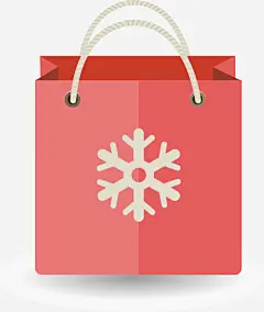 手绘雪花红色手提袋子高清素材 手提 手绘 红色 袋子 雪花 免抠png 设计图片 免费下载
