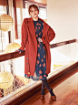 POINT FLOWER BELT WOOL COAT_ORANGE BROWN : 벨트에 꽃자수가 포인트인 롱 울 코트.