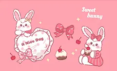 可爱兔子插画ipad壁纸 电脑壁纸   cr.邦妮兔BonnieBummy