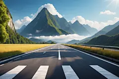 公路弯道蓝天白云高速公路摄影图