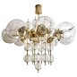 Large Brass and Crystal Chandelier by Kamenicky Senov, 1960s | 1stdibs.com