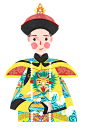 国潮风中国清朝皇帝龙袍插画人物元素图片设计素材