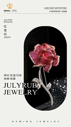 珠宝海报，红宝石，胸针
