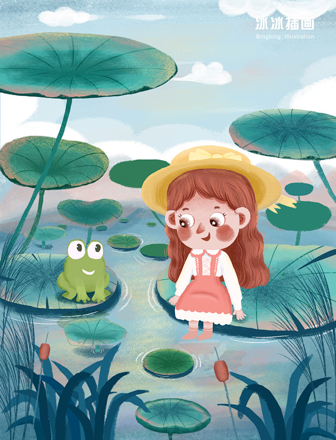 儿童插画-池塘2