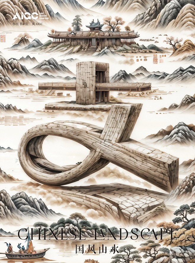 AIGC | 品牌超级符号. 国风山水