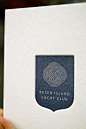 letterpress branding - reversed white type | Peter Island Yacht Club logo (printed by Mama's Sauce)