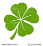 Green Lucky Four Leaf Irish Clover for St. Patrick's Day with distressed rough texture