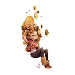 搞怪少女立绘/手绘水彩插画/动漫人物角色设计/卡通造型设计/个性穿搭/Ins人气画师德国Iraville插画作品集/绘画素材