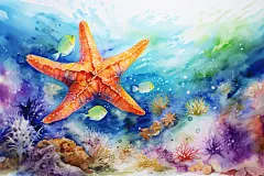 珊瑚丛海底世界海洋生物插画