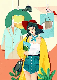 笔下描绘关于生活；
画师@Dola_Sun 喜欢用图形，
纹理来创作插画，
用视觉来传达想法。
色彩非常的棒~ ​​​​