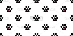 狗爪无缝模式猫爪心脏隔离矢量情人脚打印壁纸背景插图
