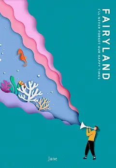 卡通手绘夏季夏天海边旅行度假约会西瓜插图海报PSD：