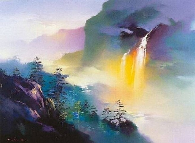 轻描淡写般的色彩山水 | 艺术家梁鸿健 ...