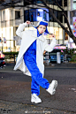 #原宿街拍# Japanese Dancer P-Chan in Harajuku w/ Vintage Quilted Coat, Jumpsuit, MEI Hat & Bershka Chunky Platform Sneakers O网页链接 ​​​​