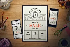 现代购物促销广告海报A4尺寸可定制编辑设计模板素材下载 Modern Sale Flyer Set