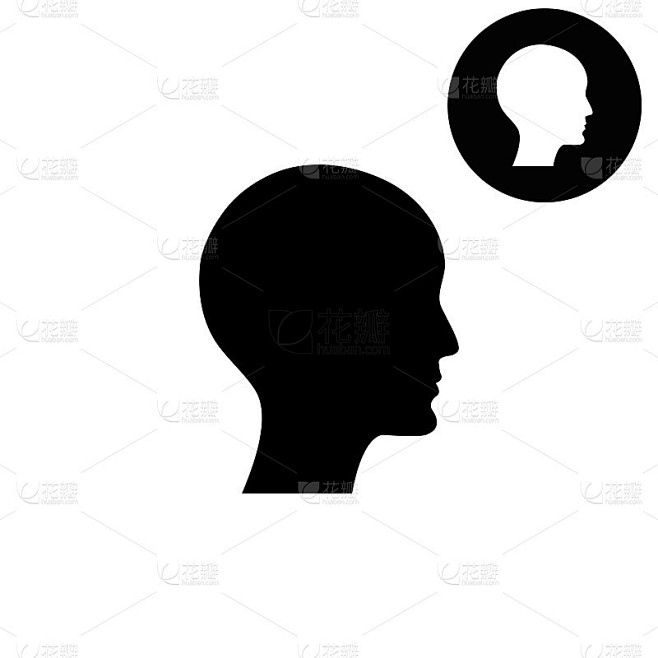 人的侧面图片-白色矢量图标
