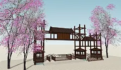 42款美丽乡村入口标识、景观构建、景区大门su模型