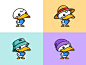 Duck and Hats stand standing smile confidence pose model fashion trend animal bird lovely adorable young kids colorful pastel surf skating straw hat short bill duck beak child children cartoon comic character mascot cute fun funny illustrative illustratio