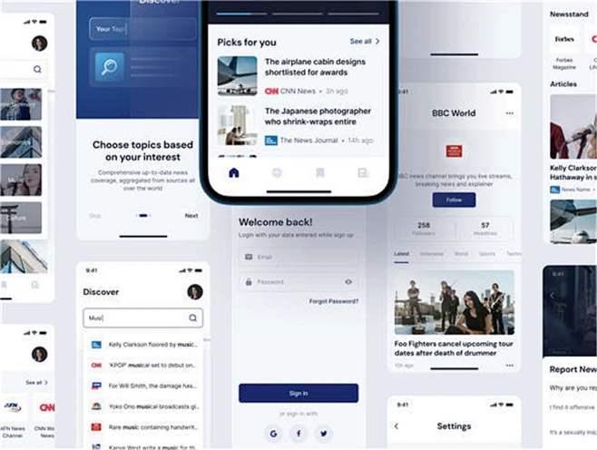 Hednews-新闻门户应用程序UI工具包（Hednews - News Portal App UI Kit）-设计996-花瓣网