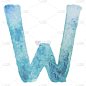 字母W彩色水彩水彩画字体类型手写手绘