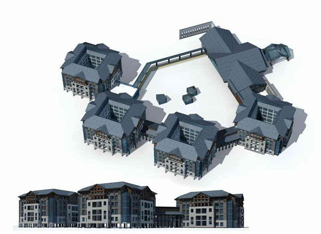 西式多层商业大厦建筑群3D模型