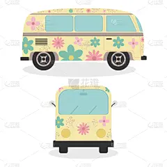 嬉皮士,花纹,面包车,巴士,旅途,华丽的,汽车,环境,篷车,复古