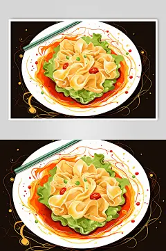 AI数字艺术油泼面面食美食插画-众图网