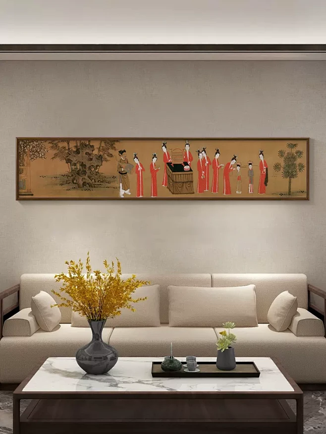 歌乐图新中式客厅挂画沙发背景墙装饰画国画古画名画书房茶室壁画-tmall.com天猫-花瓣网