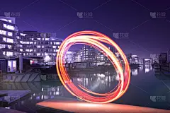 光轨,圆形,街道,被抛弃的,粗糙的,平衡折角灯,在之间,活力,斯堪的纳维亚半岛,沥青