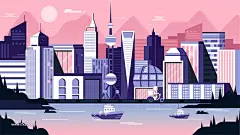 现代城市科技手机夜晚风景高楼大厦金融插图插画AI矢量素材_城市插画_乐分享素材网_psd素材_平面素材_png素材_免费素材_ppt模板_灵感库_设计素材共享平台