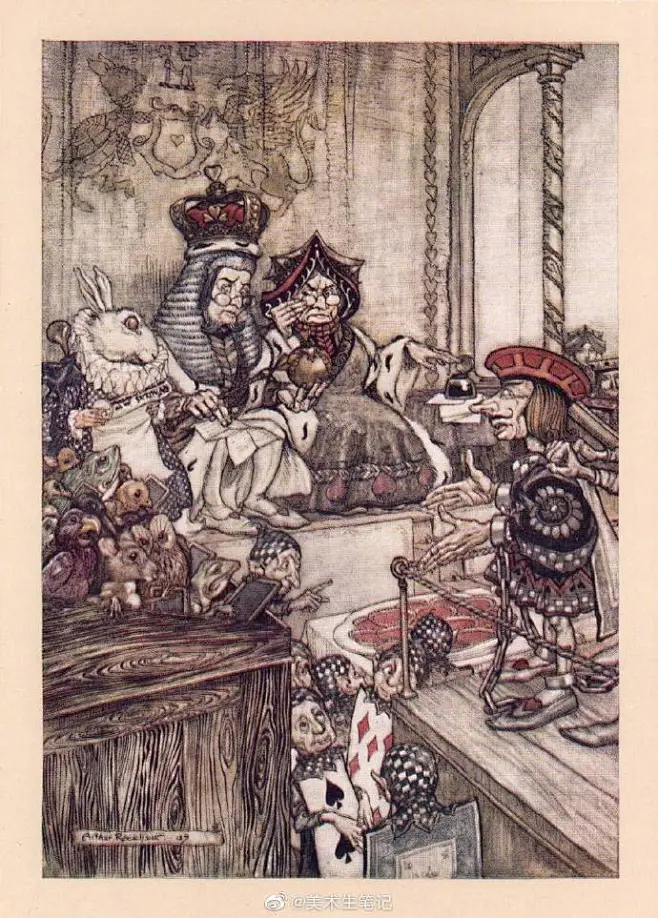童话插画绘本，《爱丽丝梦游仙境》 英国插画家 Arthur Rackham -花瓣网
