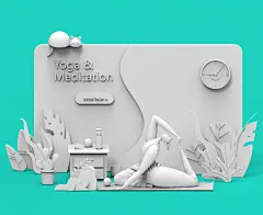 瑜伽C4D海报展板-志设网-zs9.com