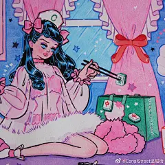 #CanalStreetSelect#

此次CANALSTREET 坚尼街与@-BMAL 展开联名合作，联名系列延续了插画师BMAL擅长的插画风格，用粉色、蓝色为主题色，以“ladies in the boudoir”为灵感来源，展现了女孩购物完回到家的downtown生活场景。
画中的少女既是娇艳迷人的化身，也是可爱甜酷的化身，嘴舔刀锋的细节更是 ​​​​...展开全文c