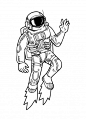 宇航员黑白线稿科幻插画矢量图素材