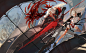 来自公众号：星期五治愈星球的分享
 blue_eyes dress long_hair male original pixiv_fantasia quaanqin red_eyes spear weapon white_hair
