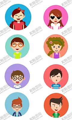 人物表情头像 【酷图网】情侣头像,人物头像,男生头像,女生头像,矢量,爱情,插图,插画,扁平,情人,小美好,图标,微信表情,人物表情,表情包