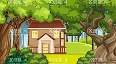 矢量山林  - 源文件下载【酷图网】矢量山林,矢量房屋,山林房屋,手绘山林,手绘树木,手绘树林,房屋,矢量草地
