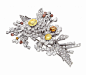 Bulgari 宝格丽 Tremblant 铂金胸针 1959年 镶嵌黄钻、橙色、棕色和无色钻石，曾由 Elizabeth Taylor 伊丽莎白泰勒所拥有