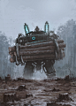 1920 - the destroyer of nature, Jakub Rozalski : new illustration from my 1920+ universe and upcoming Scythe game (13 October on Kickstarter), this time some 'civil' mech : ]

example of a final Factory card illustration in Scythe game. Factory cards repr