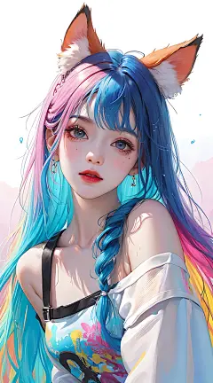 【图片】【AI绘画】炫彩蓝瞳猫女2【动漫壁纸吧】_百度贴吧
