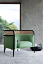 Targa Lounge Chair - Property Furniture : TARGA is a family consisting of an elegant two-seater sofa and an armchair, two elements which perfectly fit contract spaces designed for an intimate and secluded atmosphere, as well as non-conventional residentia