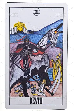 塔罗牌,背景聚焦,垂直画幅,女人,人类骨架,无人,艺术品,逆境,底片,马