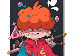 冷冻。 2d男孩卡通人物characterdesign姜人插画插画橙色剑战士